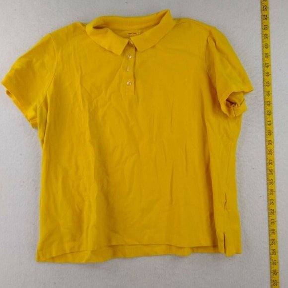 Lands' End - Short Sleeve Mesh Polo Shirt - Women - 1X/P - Yellow - Loc 8790 - Picture 1 of 1